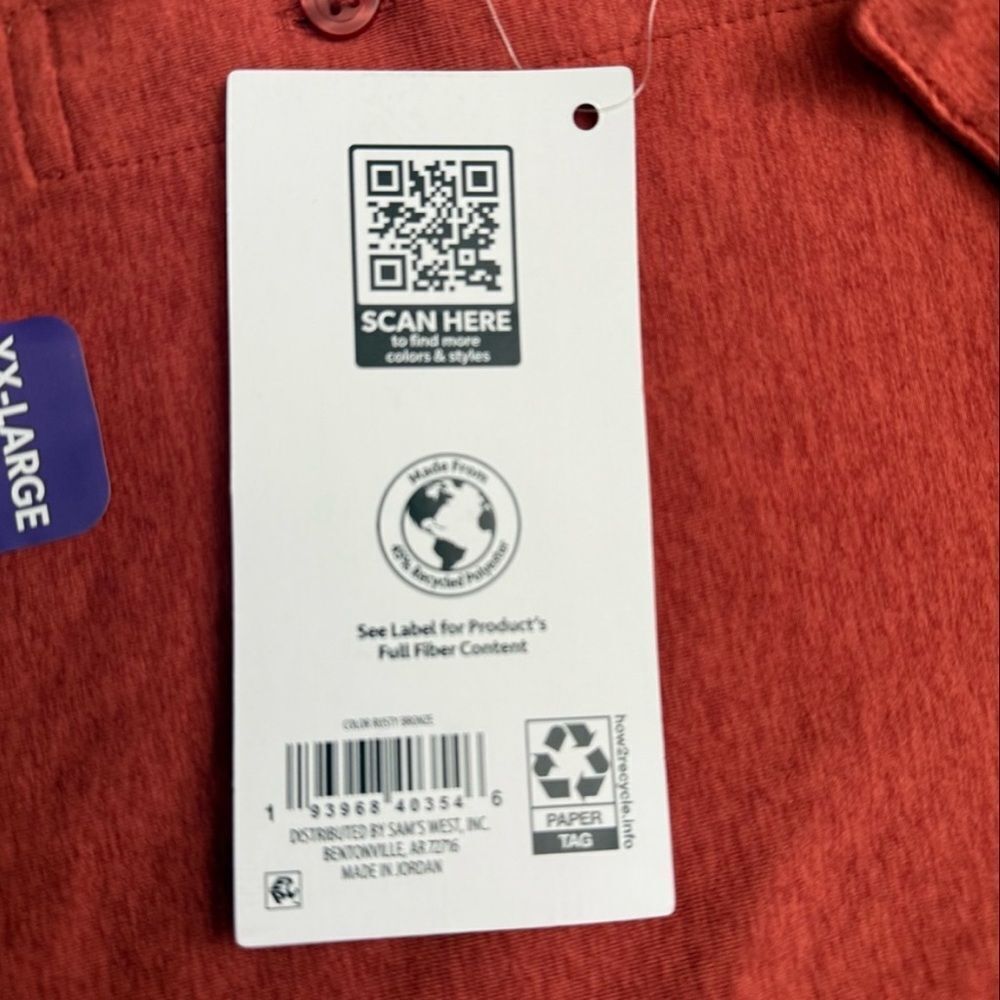 NWT Member’s Mark Performance Polo UPF 30 Moisture Wicking Orange Heather XXL - Picture 3 of 7